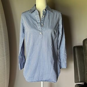 J. McLaughlin Women’s Blue Striped Collared Tunic Top